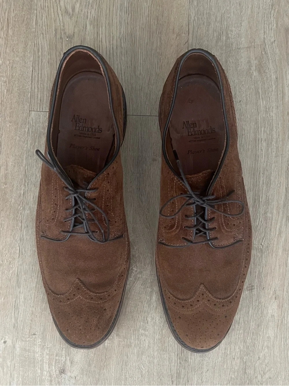 Allen Edmonds Chestnut Brown Suede Wingtip Derbys